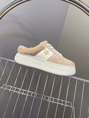 DIOR 25S DIOR STAR SNEAKERS 40 MM IN NUDE PINK SUEDE AND WOOL