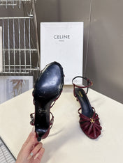 CELINE 26S HIGH-HEEL SANDALS 60 MM IN DARK RED CALFSKIN