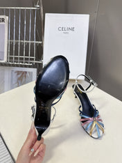 CELINE 26S HIGH-HEEL SANDALS 60 MM IN MULTICOLOR CALFSKIN