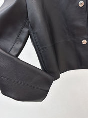 HERMES 25S STAND-COLLAR LEATHER JACKET 454