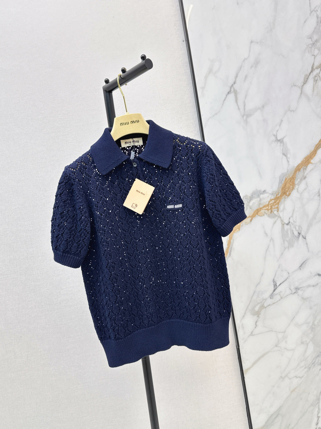 MIUMIU 26S SHORT-SLEEVED KNIT POLO SHIRT STYLE 1041