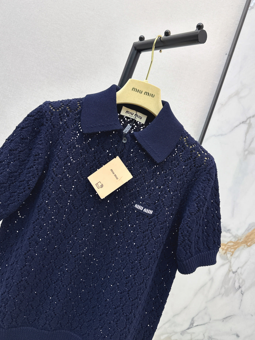 MIUMIU 26S SHORT-SLEEVED KNIT POLO SHIRT STYLE 1041