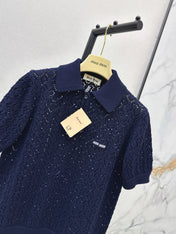 MIUMIU 26S SHORT-SLEEVED KNIT POLO SHIRT STYLE 1041
