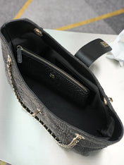 CHANEL 25S SHOULDER BAG 32 IN BLACK RAFFIA AND CALFSKIN GOLD HARDWARE