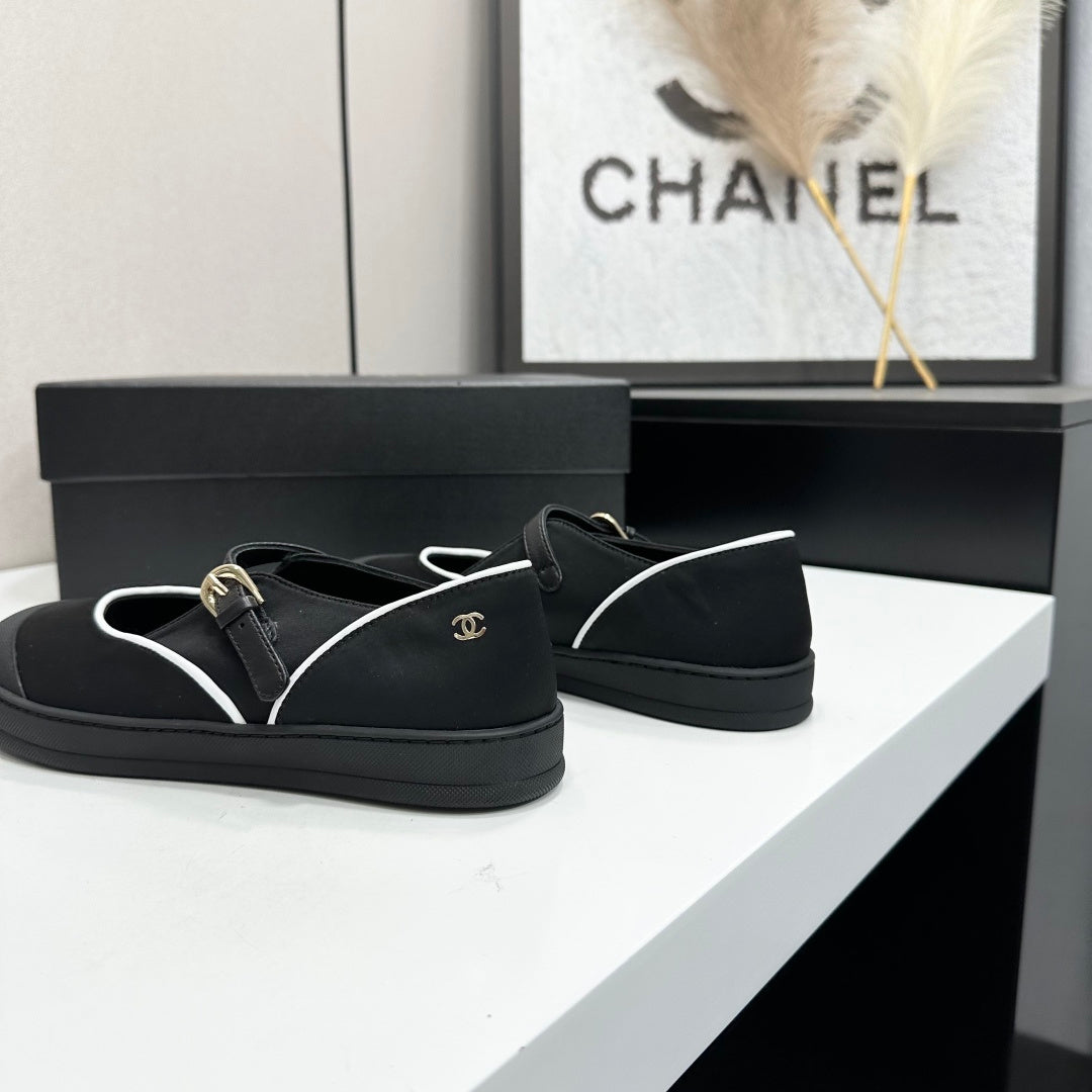 CHANEL 26S MARY JANE SNEAKERS IN BLACK FABRIC