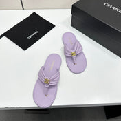 CHANEL 26S THONG SANDALS IN LIGHT PURPLE LAMBSKIN