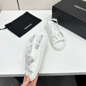 CHANEL 26S FLAT SANDALS IN WHITE LAMBSKIN