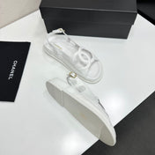 CHANEL 26S FLAT SANDALS IN WHITE LAMBSKIN