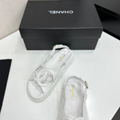 CHANEL 26S FLAT SANDALS IN WHITE LAMBSKIN
