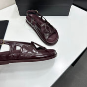 CHANEL 26S FLAT SANDALS IN BURGUNDY LAMBSKIN