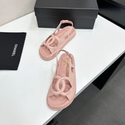 CHANEL 26S FLAT SANDALS IN NUDE PINK LAMBSKIN