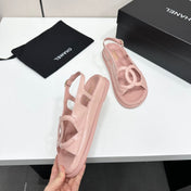 CHANEL 26S FLAT SANDALS IN NUDE PINK LAMBSKIN