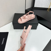 CHANEL 26S FLAT SANDALS IN NUDE PINK LAMBSKIN