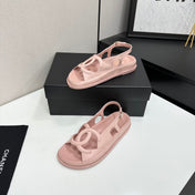 CHANEL 26S FLAT SANDALS IN NUDE PINK LAMBSKIN