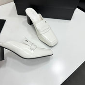 CHANEL 26S MULE PUMPS IN WHITE PATENT CALFSKIN