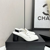CHANEL 26S MULE PUMPS IN WHITE PATENT CALFSKIN