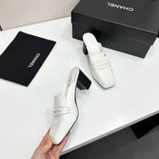 CHANEL 26S MULE PUMPS IN WHITE PATENT CALFSKIN