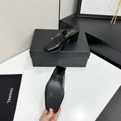 CHANEL 26S MULE PUMPS IN BLACK PATENT CALFSKIN