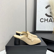 CHANEL 26S MULE PUMPS IN BEIGE SUEDE