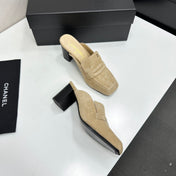 CHANEL 26S MULE PUMPS IN BEIGE SUEDE
