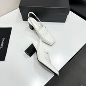 CHANEL 26S SLINGBACK LOAFER PUMPS IN WHITE PATENT CALFSKIN