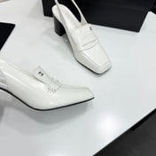 CHANEL 26S SLINGBACK LOAFER PUMPS IN WHITE PATENT CALFSKIN