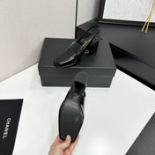 CHANEL 26S SLINGBACK LOAFER PUMPS IN BLACK PATENT CALFSKIN
