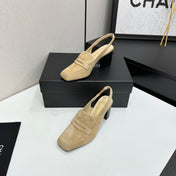 CHANEL 26S SLINGBACK LOAFER PUMPS IN BEIGE SUEDE