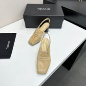 CHANEL 26S SLINGBACK LOAFER PUMPS IN BEIGE SUEDE