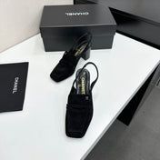 CHANEL 26S SLINGBACK LOAFER PUMPS IN BLACK SUEDE