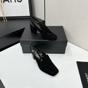 CHANEL 26S SLINGBACK LOAFER PUMPS IN BLACK SUEDE