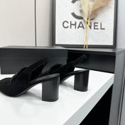 CHANEL 26S SLINGBACK LOAFER PUMPS IN BLACK SUEDE