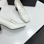 CHANEL 26S LOAFER PUMPS IN WHITE SHINY CALFSKIN