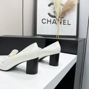 CHANEL 26S LOAFER PUMPS IN WHITE SHINY CALFSKIN