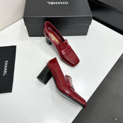 CHANEL 26S LOAFER PUMPS IN DARK RED PATENT CALFSKIN