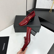 CHANEL 26S LOAFER PUMPS IN DARK RED PATENT CALFSKIN