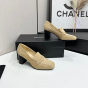 CHANEL 26S LOAFER PUMPS IN BEIGE SUEDE