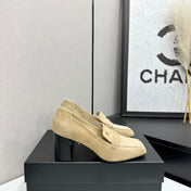 CHANEL 26S LOAFER PUMPS IN BEIGE SUEDE
