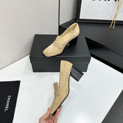 CHANEL 26S LOAFER PUMPS IN BEIGE SUEDE