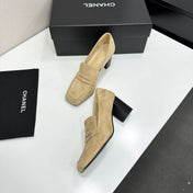 CHANEL 26S LOAFER PUMPS IN BEIGE SUEDE