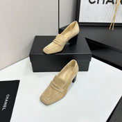 CHANEL 26S LOAFER PUMPS IN BEIGE SUEDE