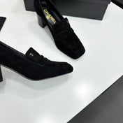 CHANEL 26S LOAFER PUMPS IN BLACK SUEDE