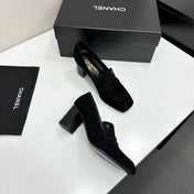 CHANEL 26S LOAFER PUMPS IN BLACK SUEDE