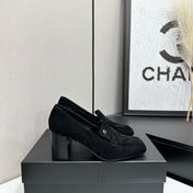 CHANEL 26S LOAFER PUMPS IN BLACK SUEDE
