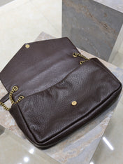 YSL 25S CALYPSO GM 38 IN DARK CHOCOLATE CALFSKIN GOLD HARDWARE