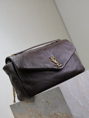 YSL 25S CALYPSO GM 38 IN DARK CHOCOLATE CALFSKIN GOLD HARDWRE