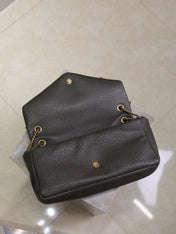 YSL 25S CALYPSO 30 IN DARK OLIVE GRAINED CALFSKIN GOLD HARDWRE