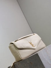 YSL 25S CALYPSO 30 IN IVORY GRAINED CALFSKIN GOLD HARDWARE