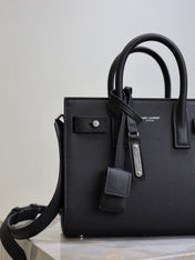 YSL 25S SAC DE JOUR 22 IN BLACK GRAINED CALFSKIN SILVER HARDWRE
