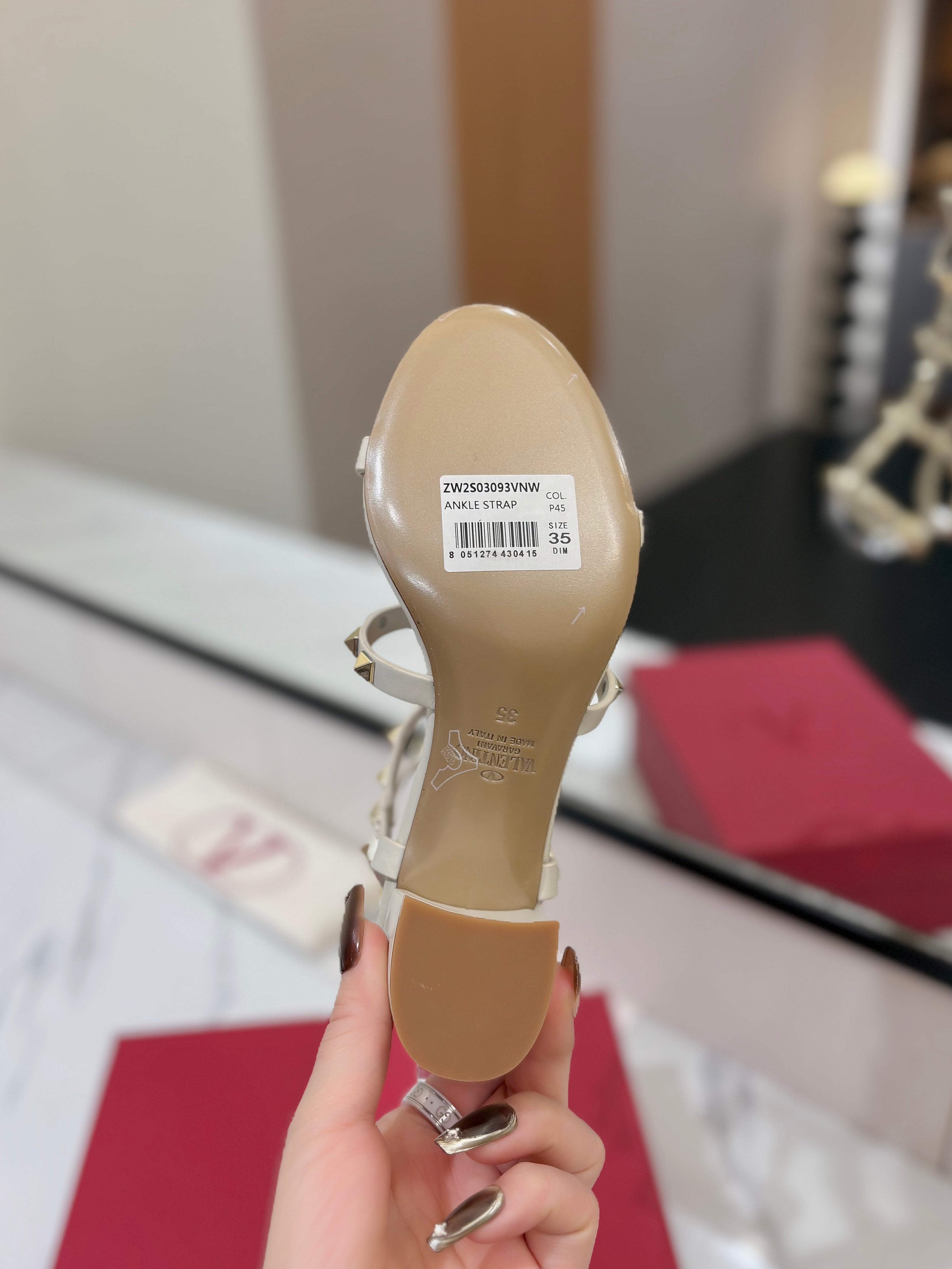 VALENTINO 26S STUDDED HIGH HEEL SANDALS 65 MM IN CREAM WHITE CALFSKIN